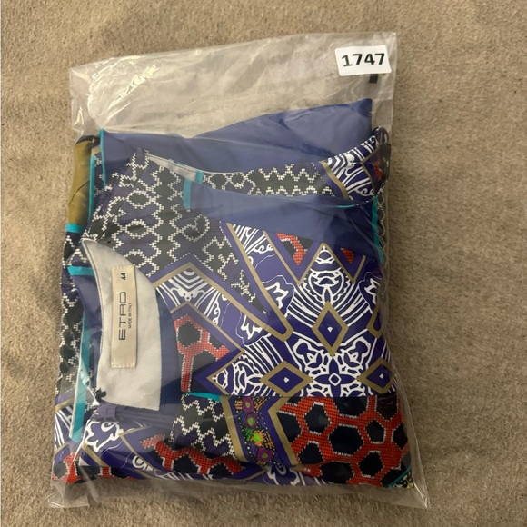 ETRO Multi Colored Stretch Cotton Tribal Print Sleeveless Sheath Dress Size 44 - Picture 9 of 9